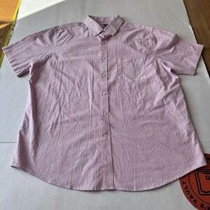Club‎ Room Charter Club pink white striped Mens Polo Shirt Size  Xl Button Down